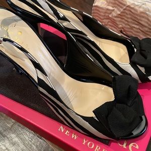 Kate Spade Zebra Sling Back Peep Toe